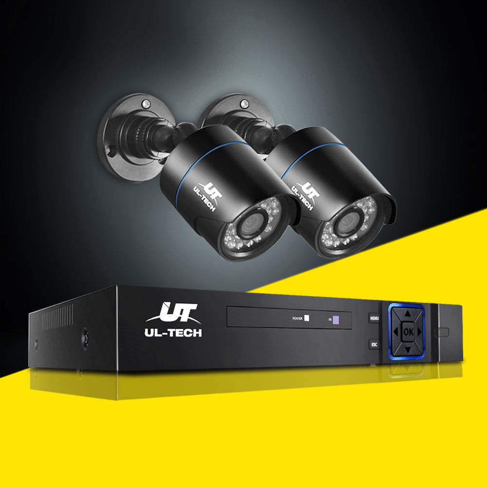 UL-tech CCTV Security System 4CH DVR 2 Cameras 1080p 8