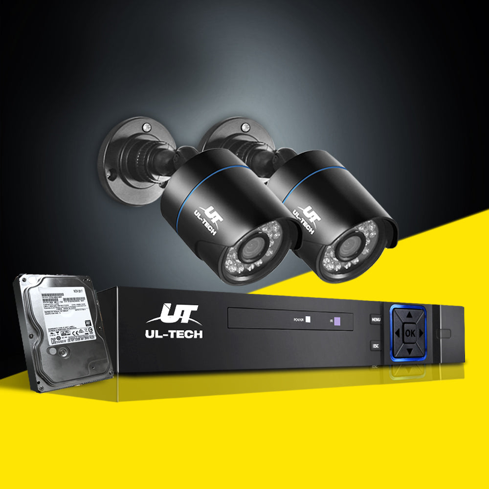 UL-tech CCTV Security System 4CH DVR 2 Cameras 1TB Hard Drive 8
