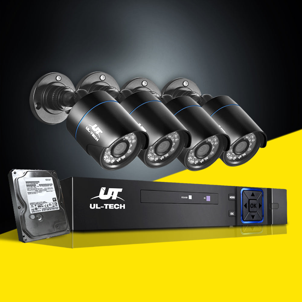 UL-tech CCTV Security System 4CH DVR 4 Cameras 2TB Hard Drive 8