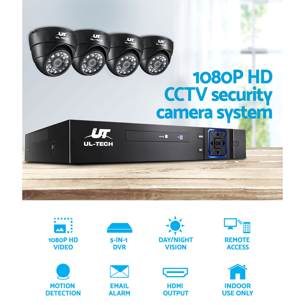 UL-tech CCTV Security System 4CH DVR 4 Cameras 1080p 4