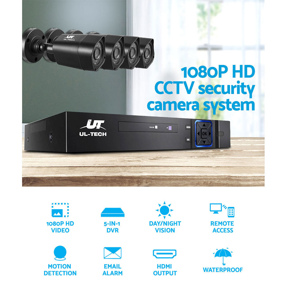UL-tech CCTV Security System 4CH DVR 4 Cameras 1080p 4