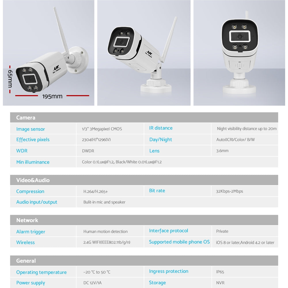 UL-tech Wireless CCTV 3MP 2 Cameras Square 5