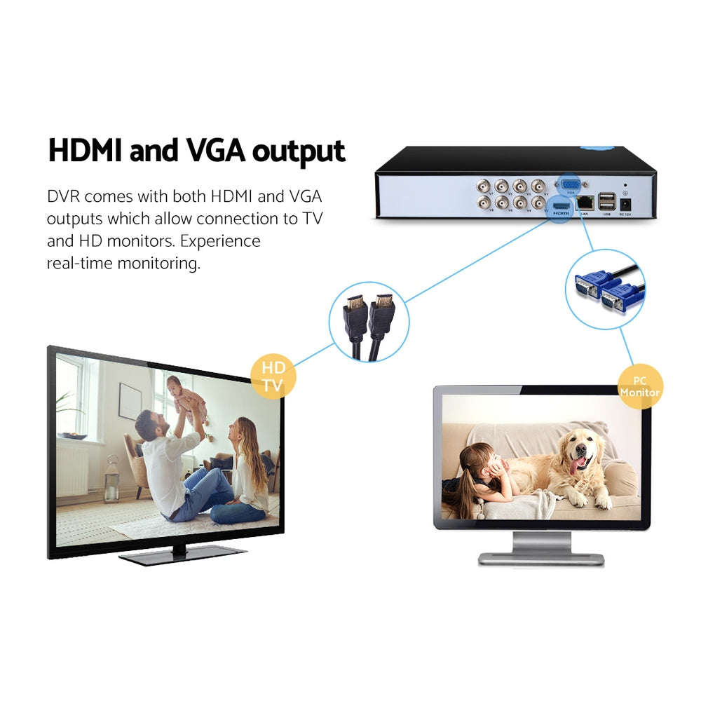 UL-tech 8CH DVR 1080P 5in1 CCTV Video Recorder 4TB Hard Drive 4