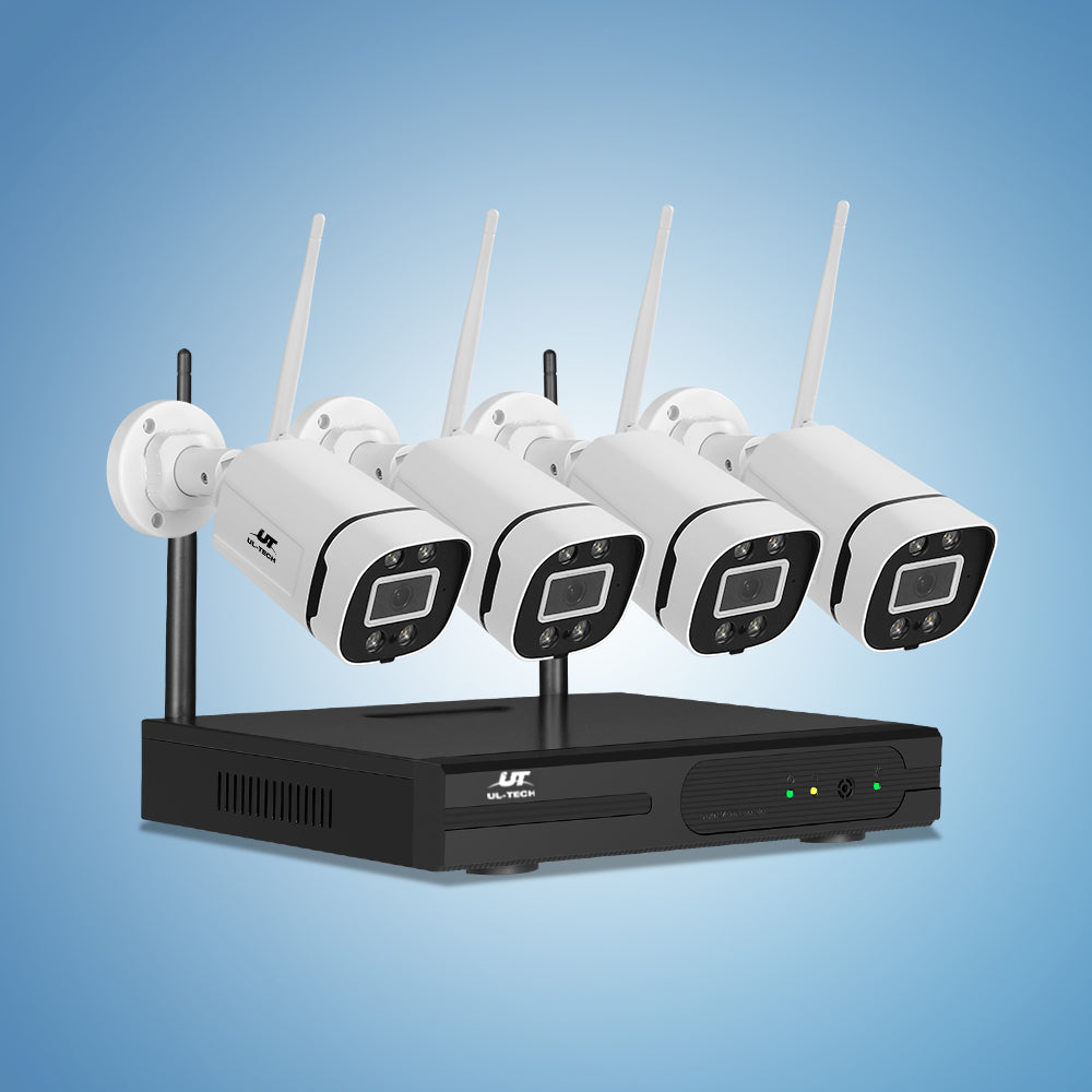 UL-tech Wireless CCTV Security System 8CH NVR 3MP 4 Square Cameras 8