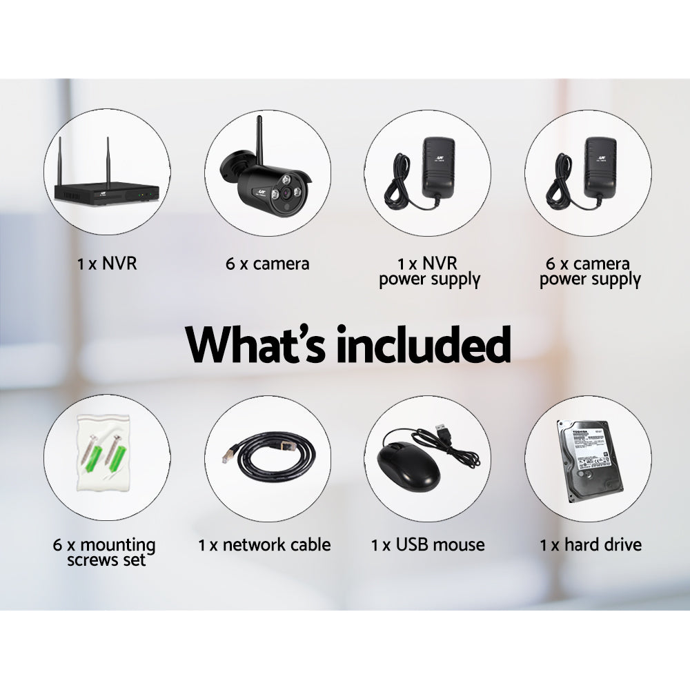 UL-tech Wireless CCTV Security System 8CH NVR 3MP 6 Bullet Cameras 1TB 4