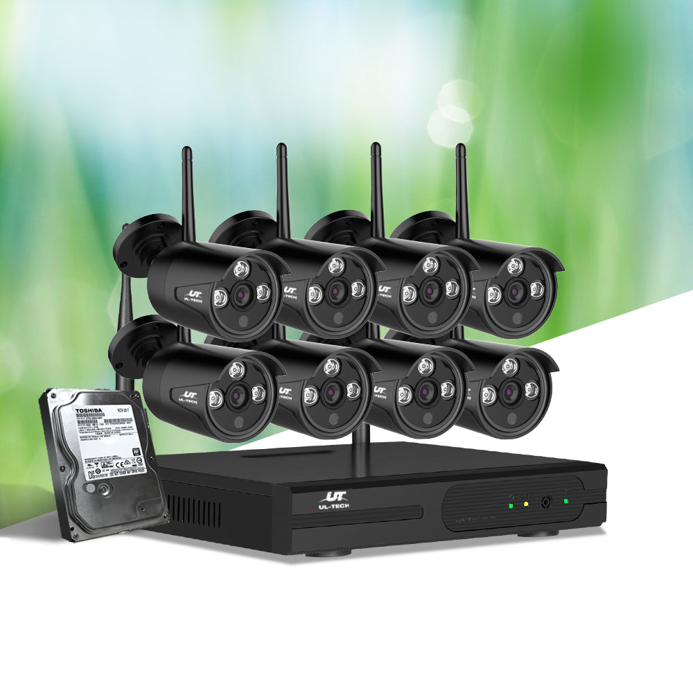 UL-tech Wireless CCTV Security System 8CH NVR 3MP 8 Bullet Cameras 2TB 7