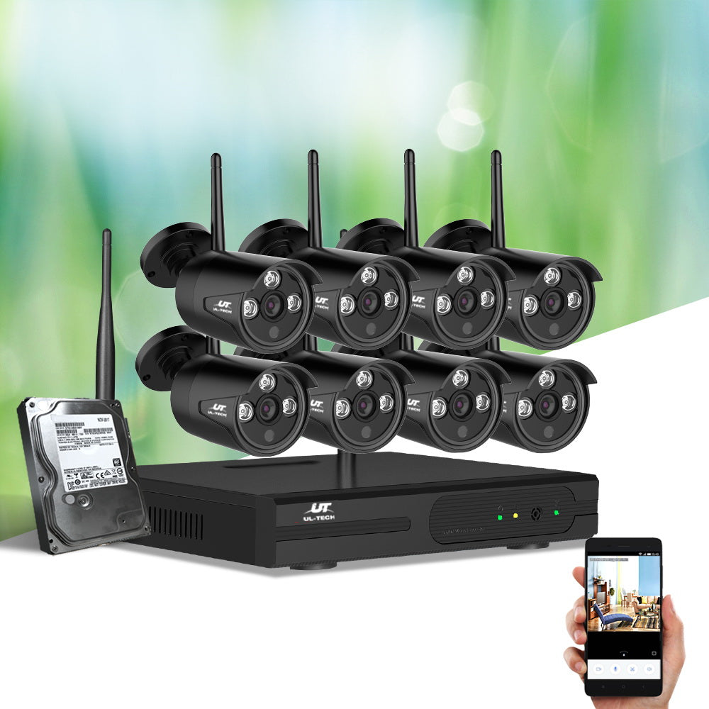 UL-tech Wireless CCTV Security System 8CH NVR 3MP 8 Bullet Cameras 4TB 7