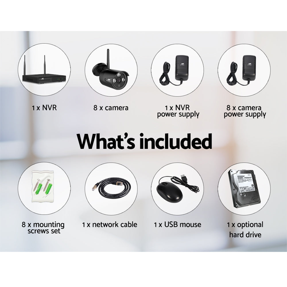 UL-tech Wireless CCTV Security System 8CH NVR 3MP 8 Bullet Cameras 1TB 3
