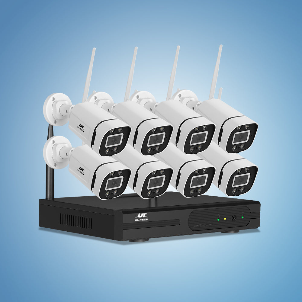 UL-tech Wireless CCTV Security System 8CH NVR 3MP 8 Square Cameras 8