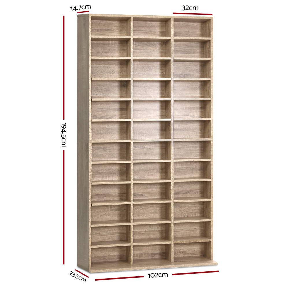 Artiss Bookshelf CD Storage Rack - BERT Oak 4