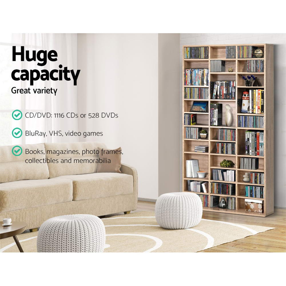 Artiss Bookshelf CD Storage Rack - BERT Oak 6