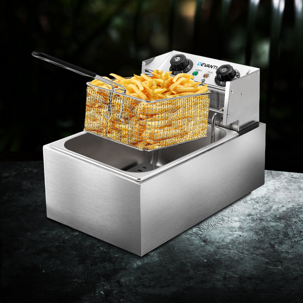 Devanti 10L Electric Commercial Deep Fryer Single Basket 2200W 7