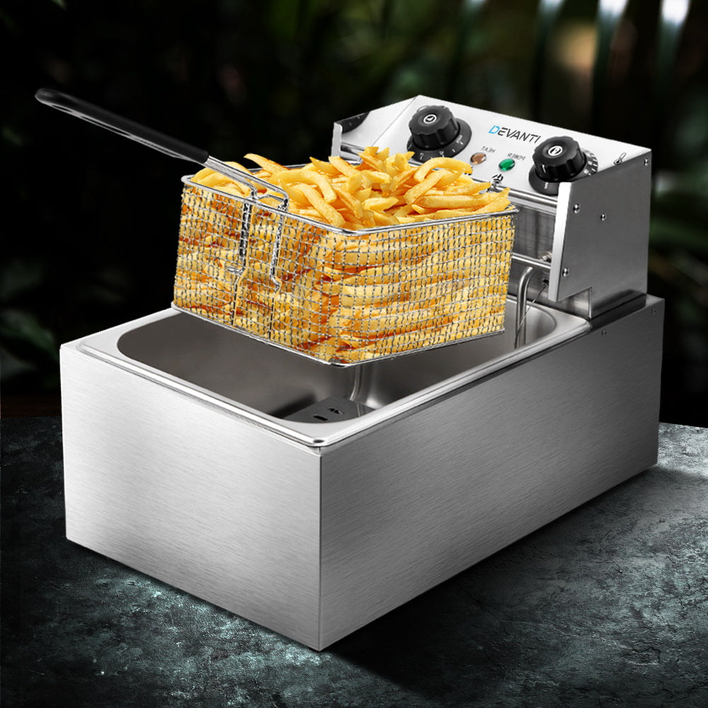 Devanti 10L Electric Commercial Deep Fryer Single Basket 2200W 8