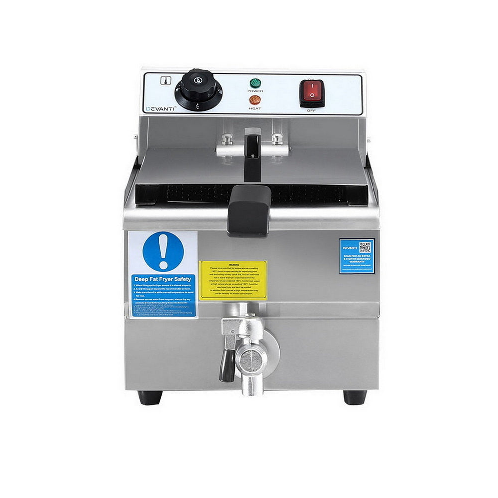 Devanti 3000W Electric Deep Fryer 10L Stainless Steel Fryer w/ Basket & Lid 4