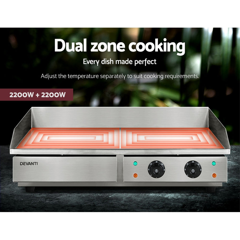 Devanti Commercial Electric Griddle 73cm BBQ Grill Plate 4400W 6