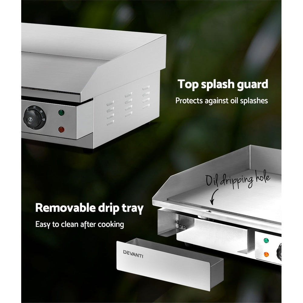 Devanti Commercial Electric Griddle 73cm BBQ Grill Plate 4400W 7