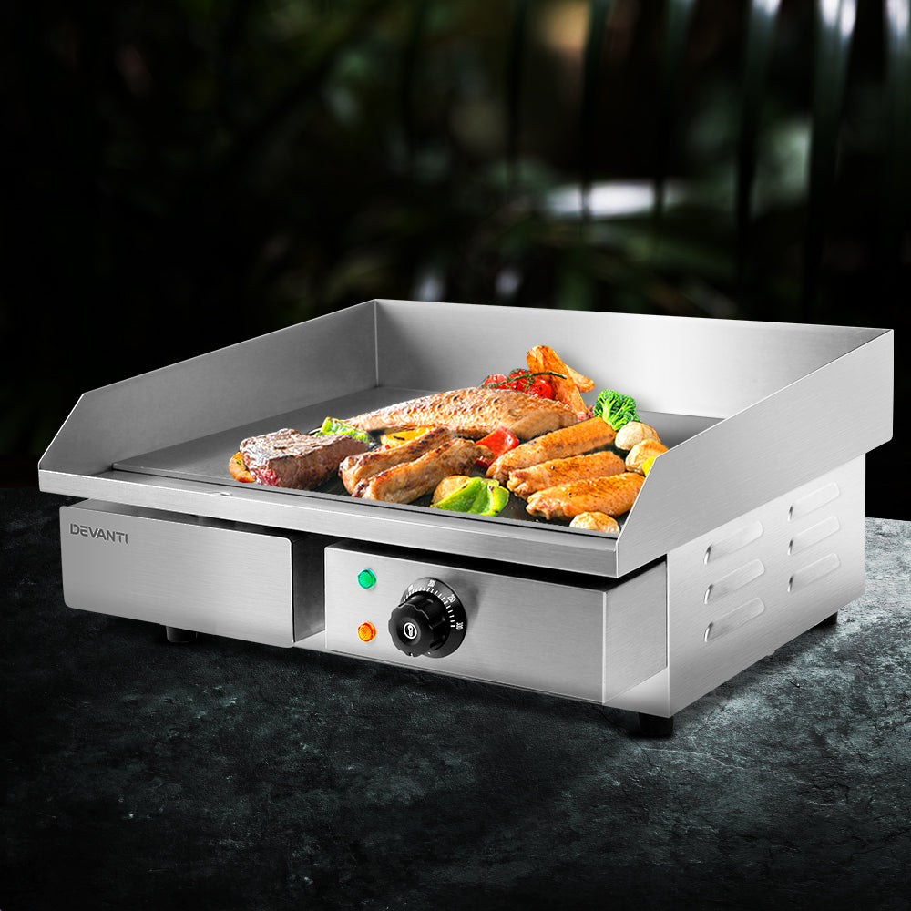 Devanti Commercial Electric Griddle 55cm BBQ Grill Plate 3000W 7