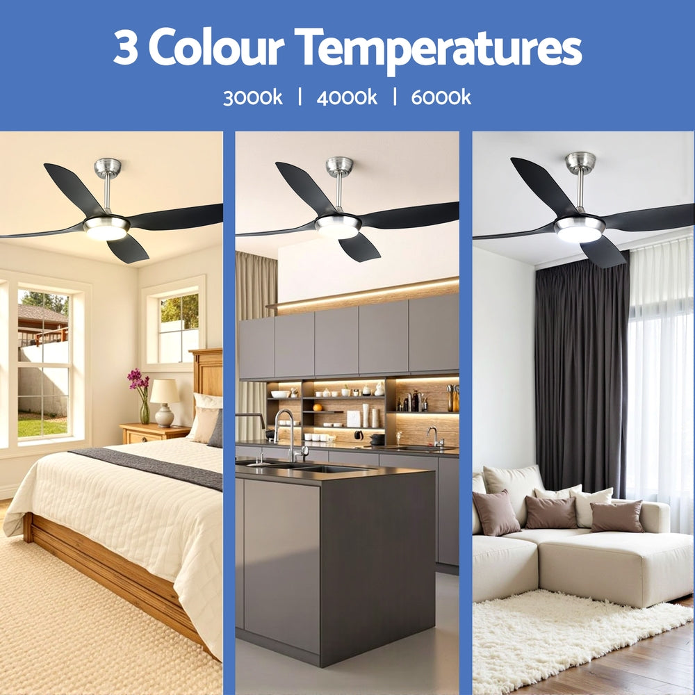 Devanti 52'' Ceiling Fan DC Motor w/Light w/Remote Black 4