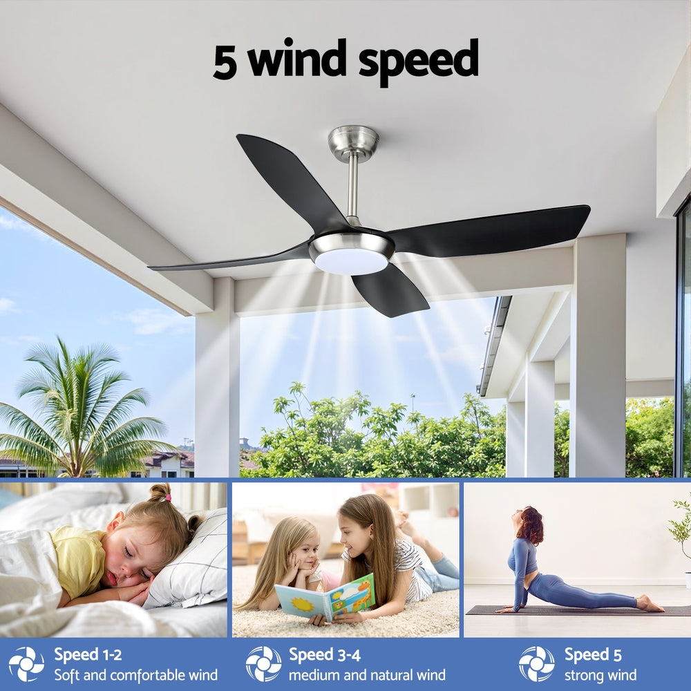 Devanti 52'' Ceiling Fan DC Motor w/Light w/Remote Black 6