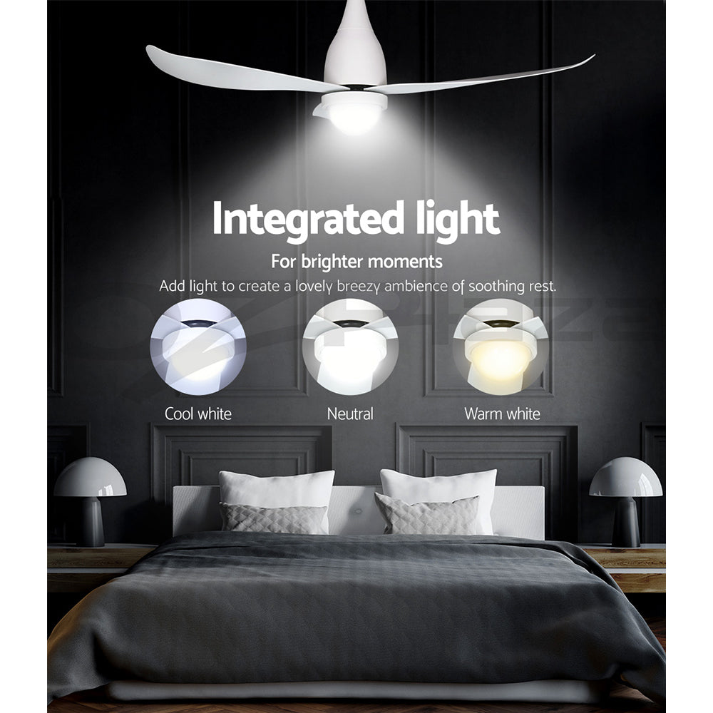 Devanti 52'' Ceiling Fan DC Motor LED Light Remote Control - White 6