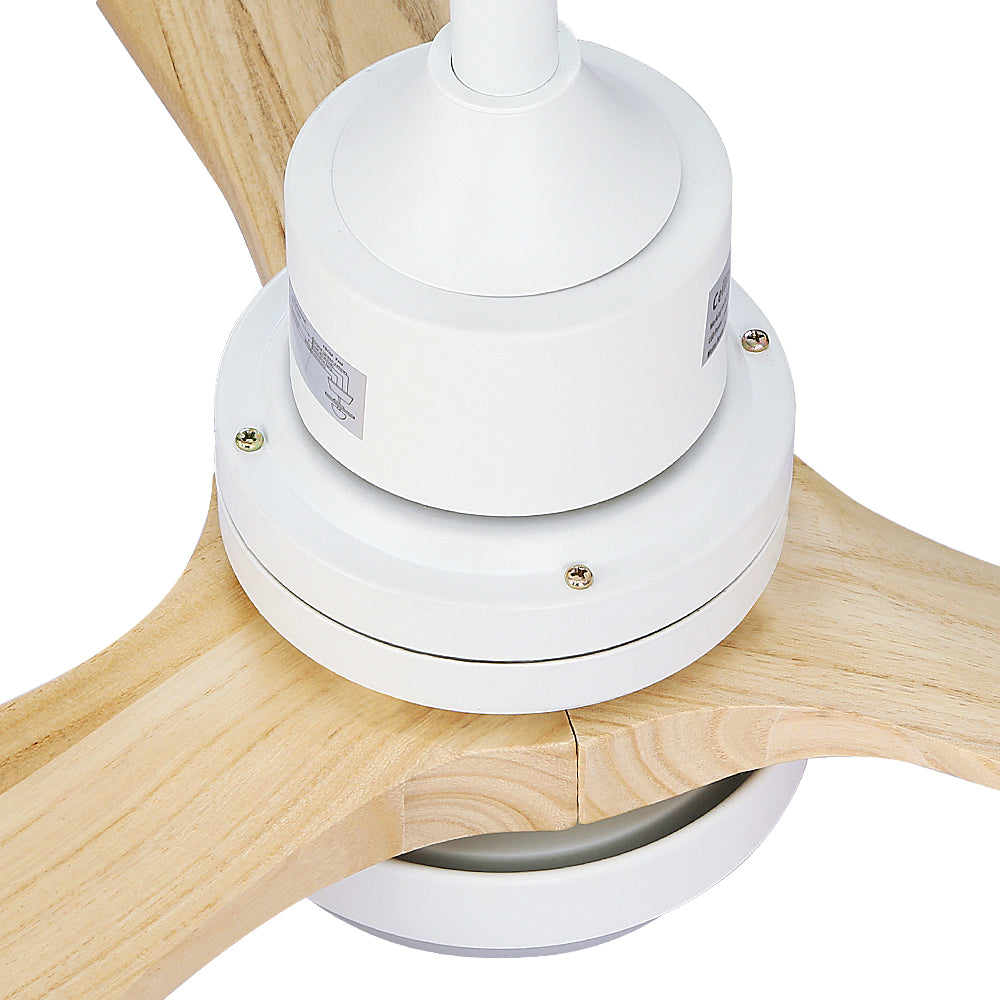Devanti 52'' Ceiling Fan AC Motor LED Light Remote - Light Wood 3