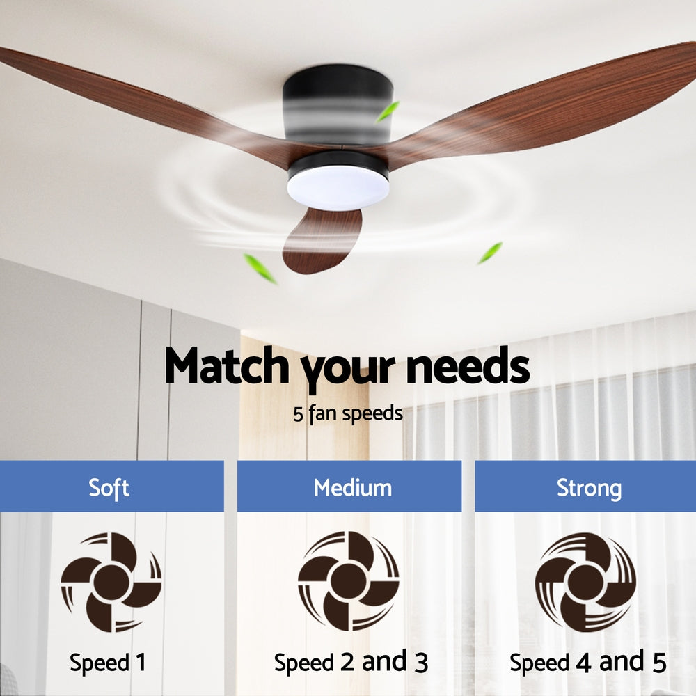 Devanti 52'' Ceiling Fan DC Motor w/Light w/Remote - Dark Wood 3