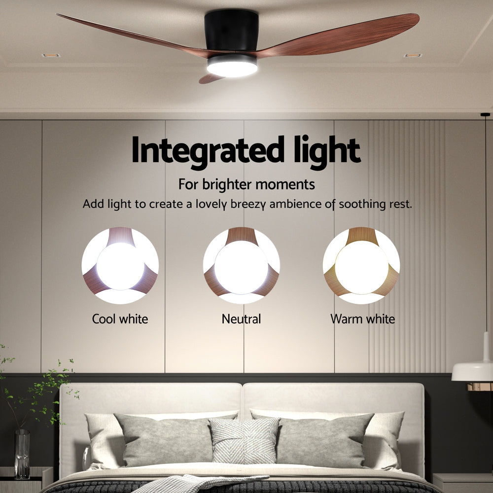 Devanti 52'' Ceiling Fan DC Motor w/Light w/Remote - Dark Wood 4