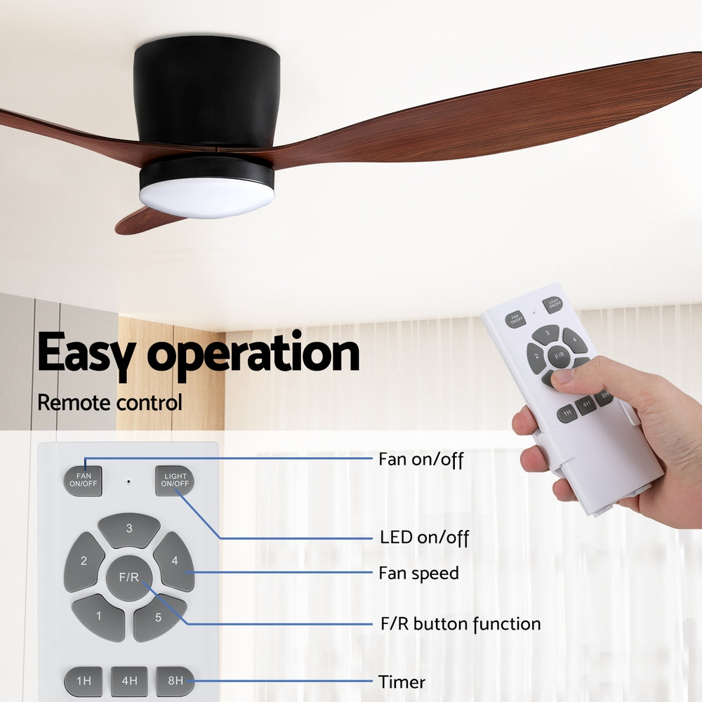 Devanti 52'' Ceiling Fan DC Motor w/Light w/Remote - Dark Wood 5