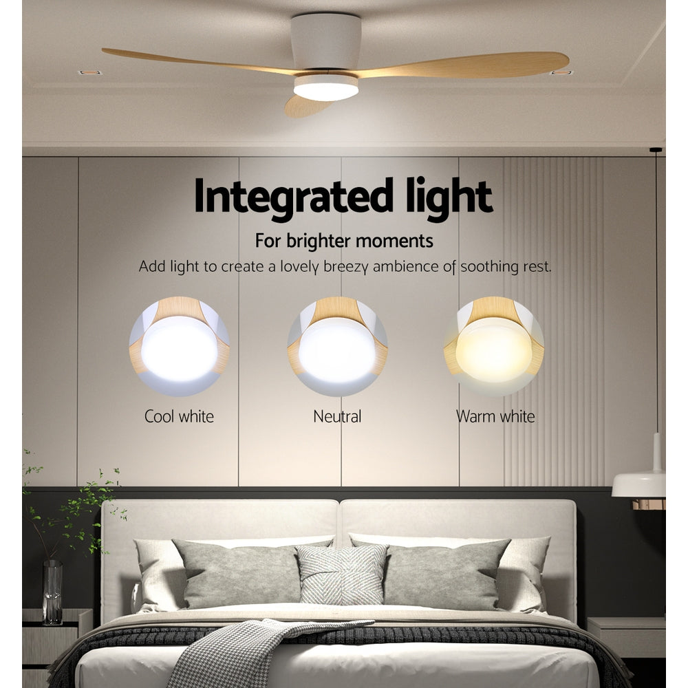 Devanti 52'' Ceiling Fan DC Motor w/Light w/Remote - Light Wood 5