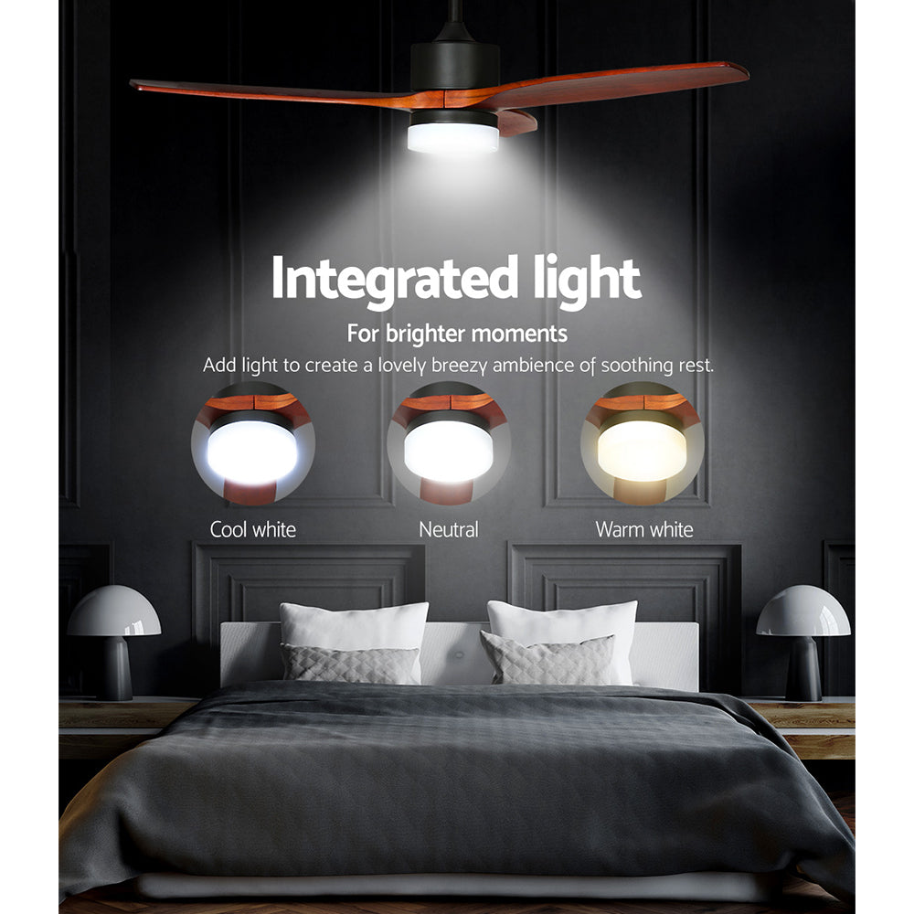 Devanti 52'' Ceiling Fan AC Motor 3 Blades w/Light - Dark Wood 6