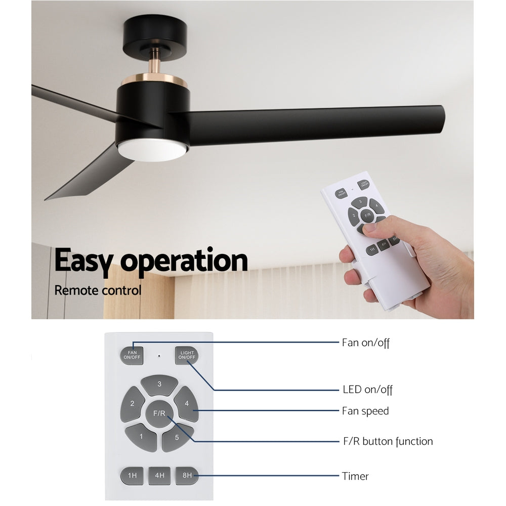 Devanti 52'' Ceiling Fan DC Motor w/Light w/Remote - Black 6