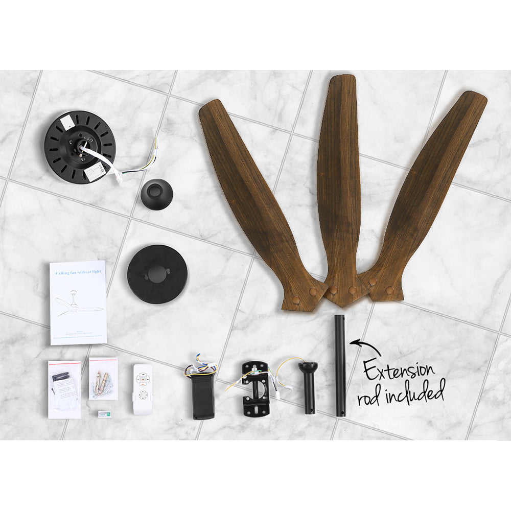 Devanti 52'' Ceiling Fan AC Motor 3 Blades w/Remote - Dark Wood 4