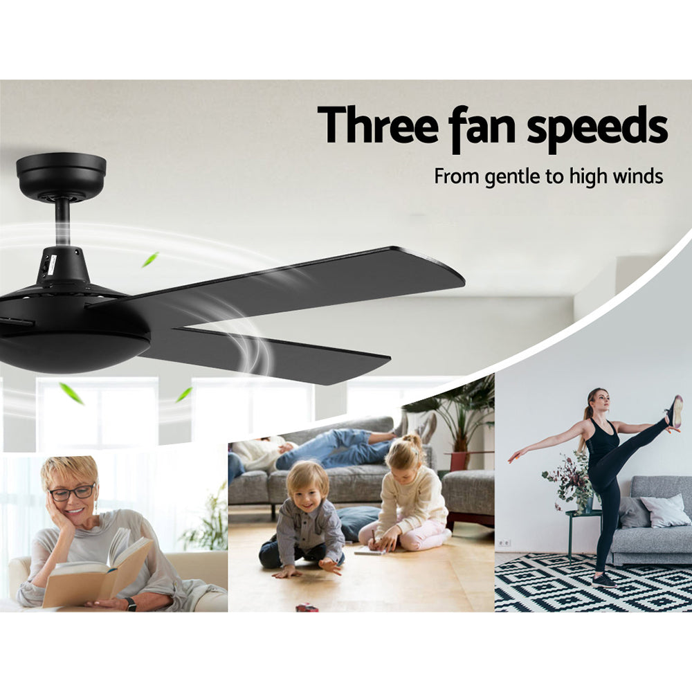 Devanti 52'' Ceiling Fan AC Motor 4 Blades w/Remote - Black 3