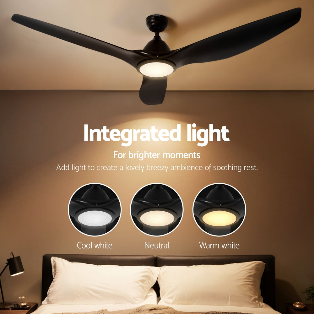 Devanti 64 Inch Ceiling Fan DC Motor w/Light w/Remote - Black 4