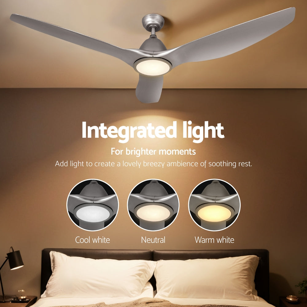 Devanti 64 Inch Ceiling Fan DC Motor w/Light w/Remote - Silver 5