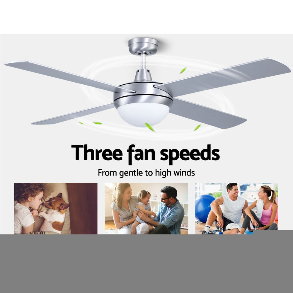 Devanti 52'' Ceiling Fan AC Motor w/Light w/Remote - Silver 4