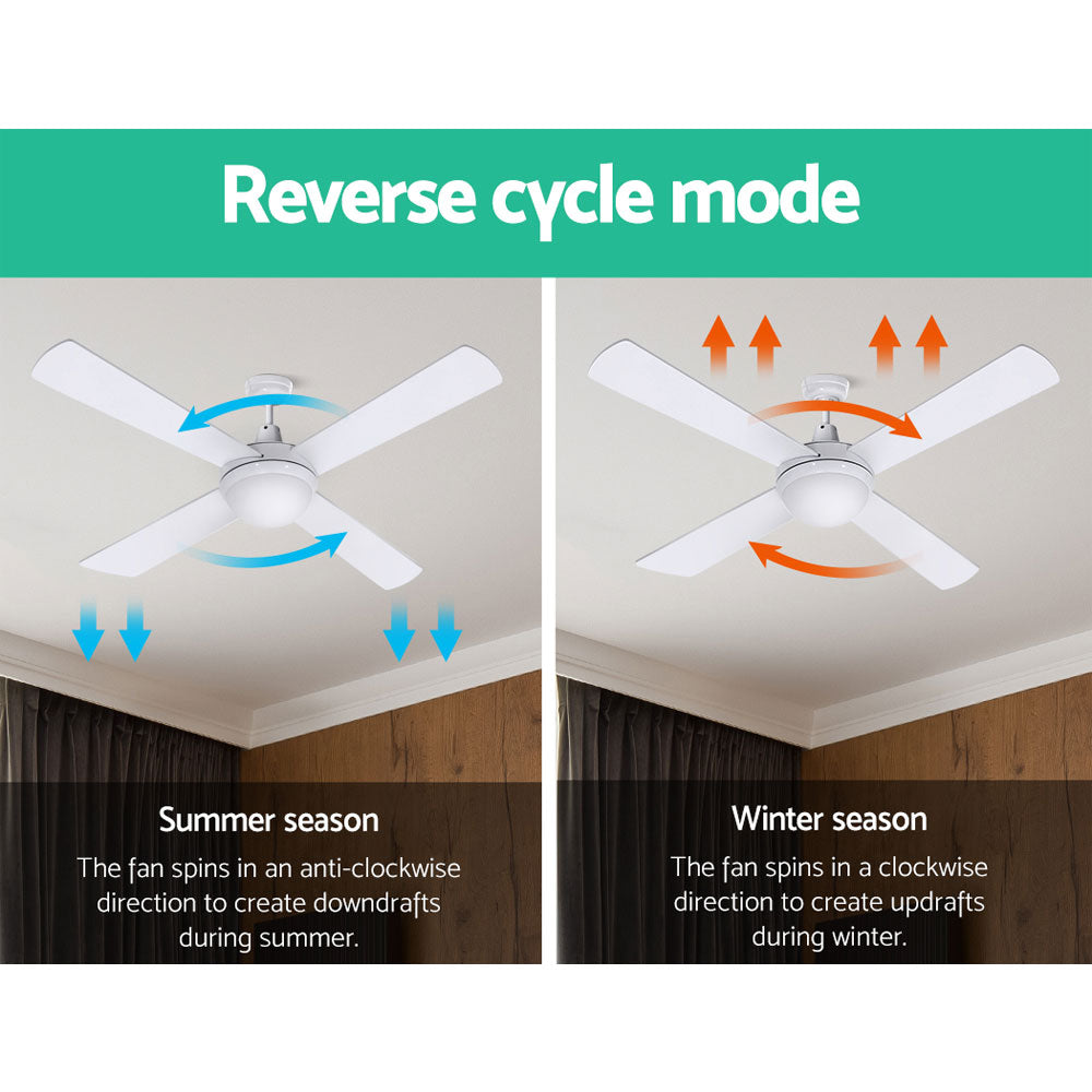 Devanti 52'' Ceiling Fan AC Motor w/Light w/Remote - White 3
