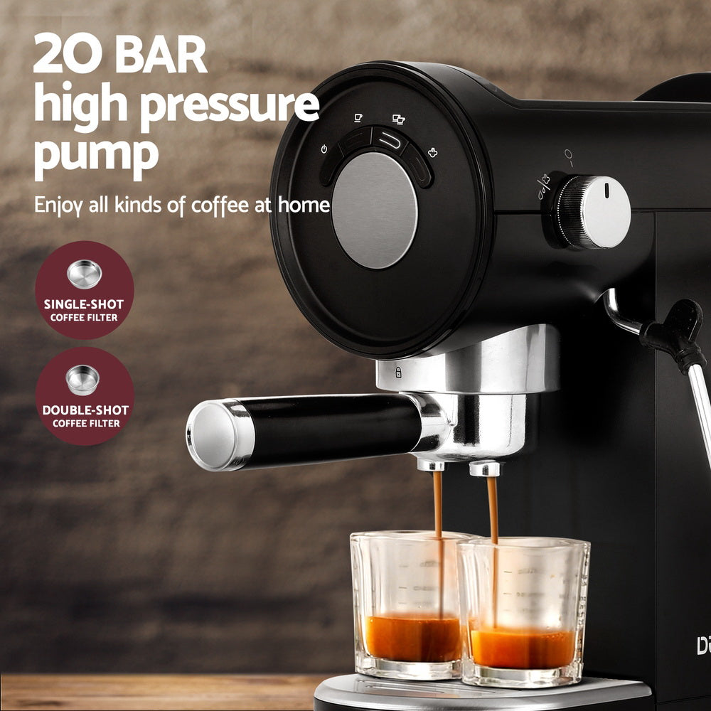 Devanti 20 Bar Coffee Machine Espresso Cafe Maker Black 3