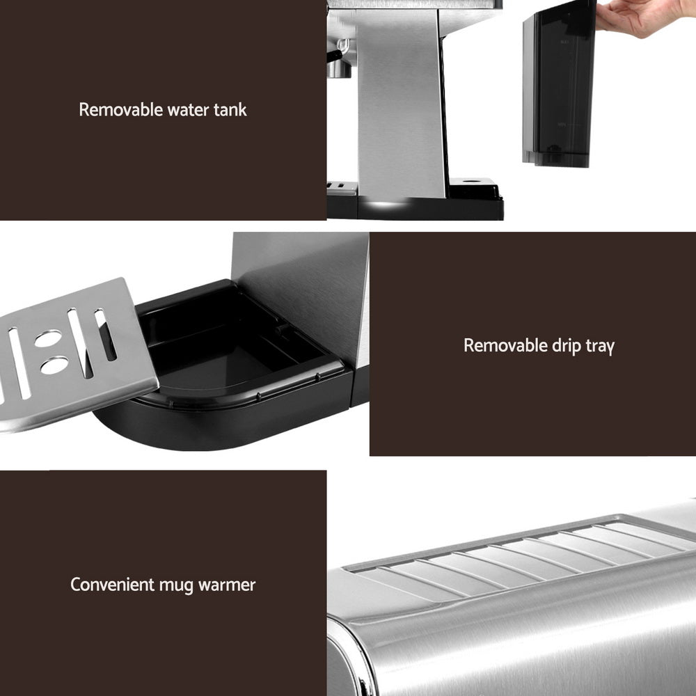 Devanti 20 Bar Coffee Machine Espresso Cafe Maker 6