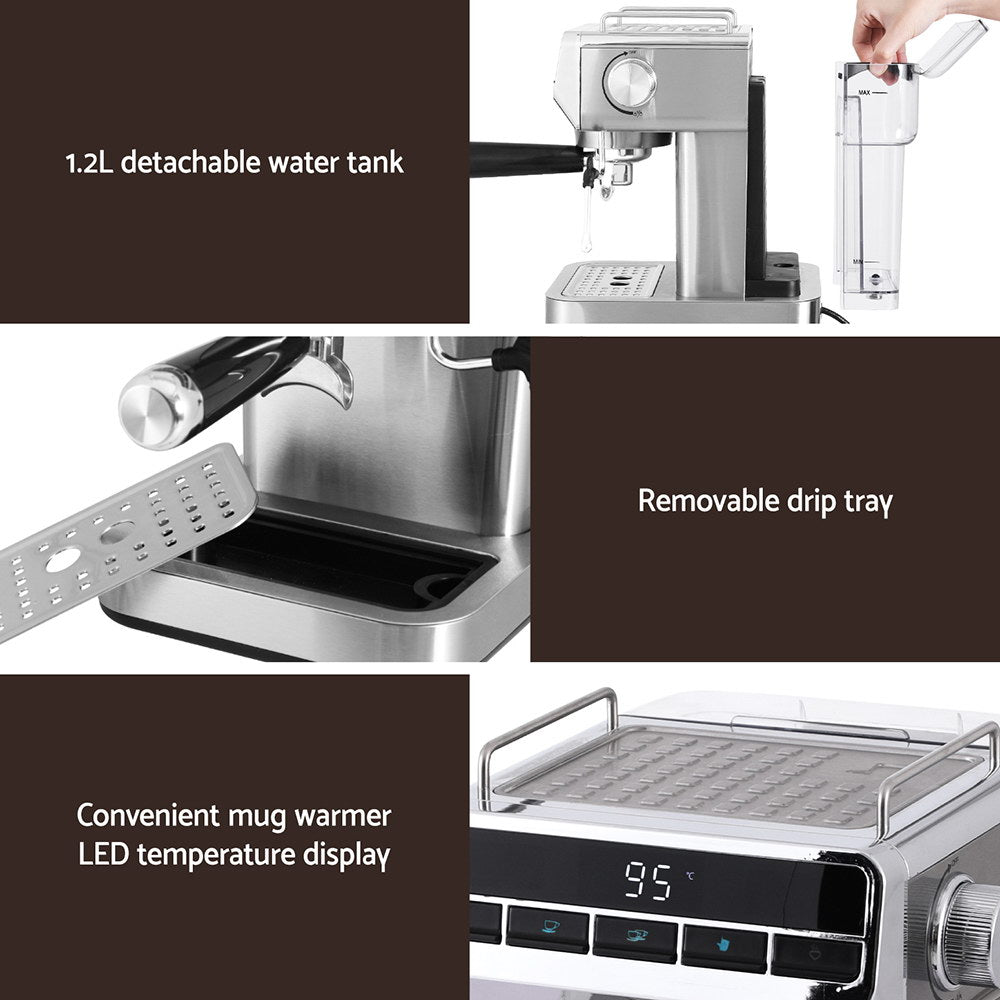 Devanti 20 Bar Coffee Machine Espresso Cafe Maker 5