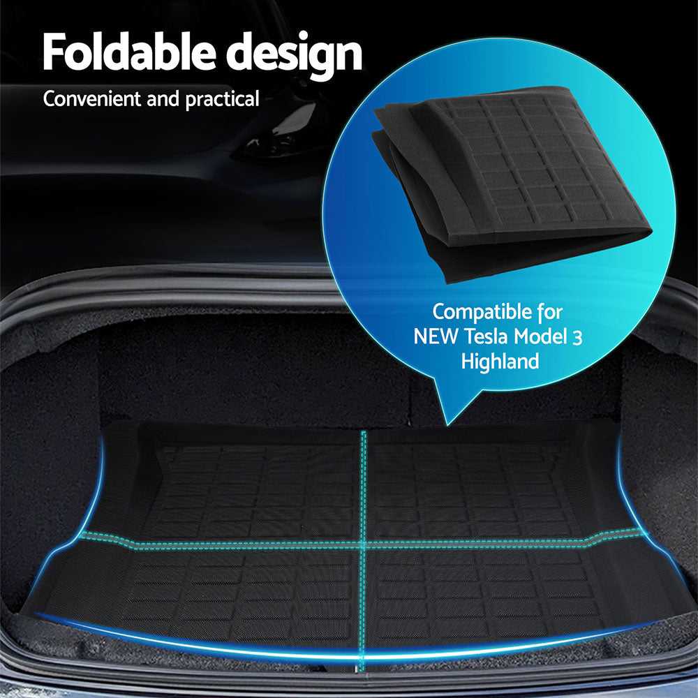 NEW Tesla Model 3 Highland 2024 Boot Liner Rear Frunk Cargo Trunk Mats Weisshorn 4