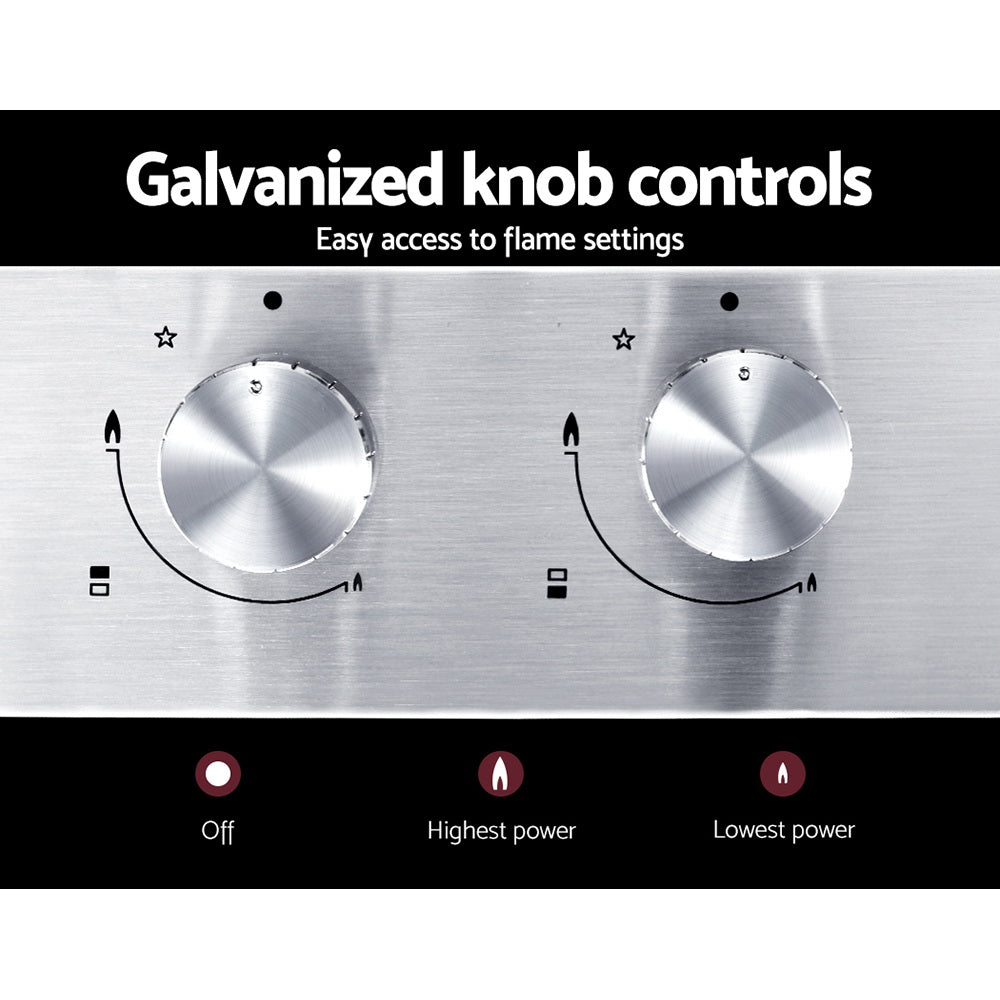 Devanti Gas Cooktop 30cm 2 Burner Silvir 5
