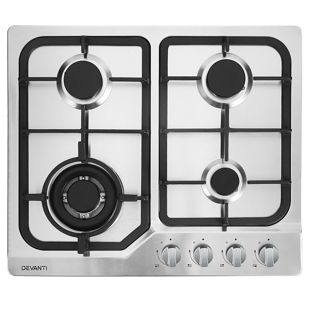 Devanti Gas Cooktop 60cm 4 Burner Silvir 7