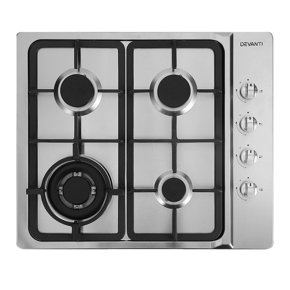 Devanti Gas Cooktop 60cm Stove Hob Silvir 7
