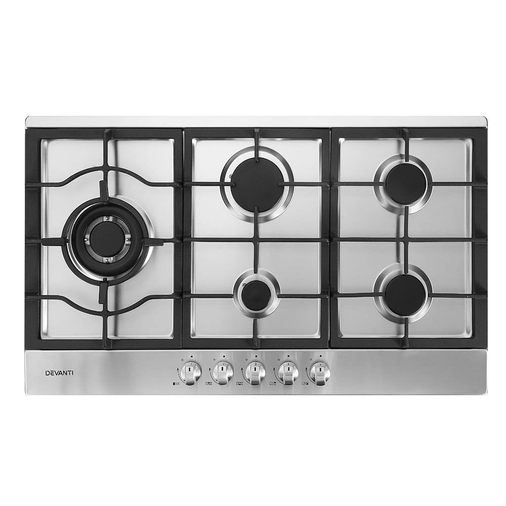 Devanti Gas Cooktop 90cm 5 Burner Silvir 7