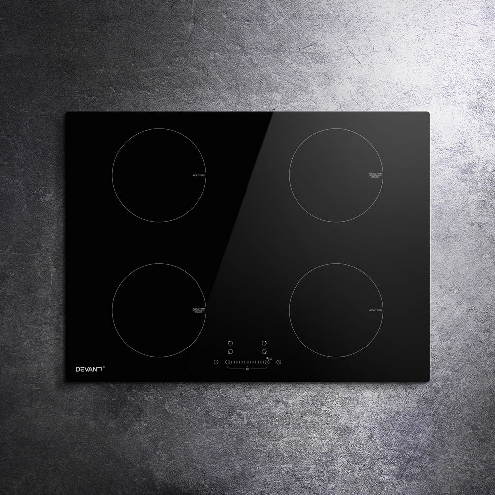 Devanti Electric Induction Cooktop 70cm Ceramic 4 Zones Stove Cook Top Hot Plate 7000W 7