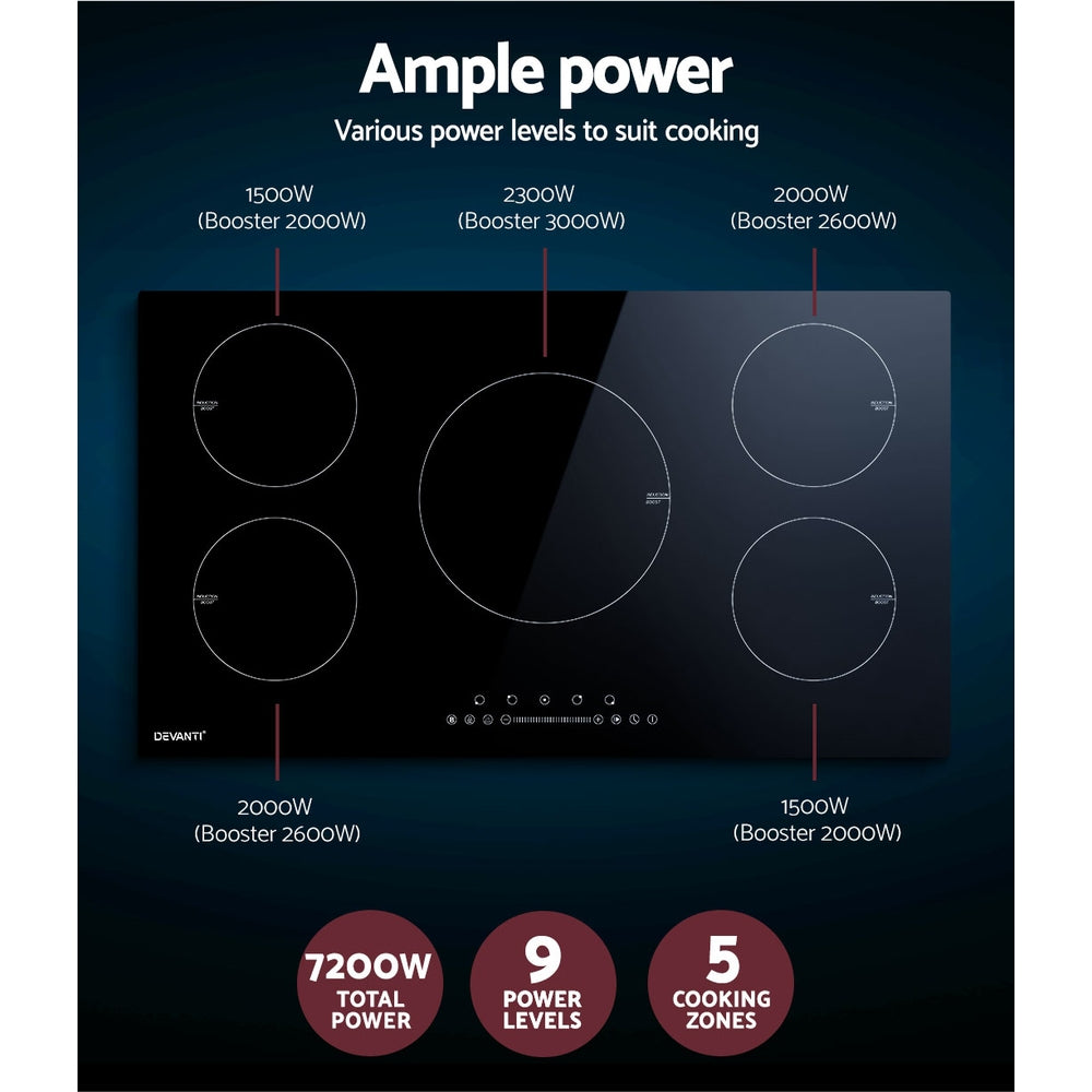 Devanti Induction Cooktop 90cm Electric Cooker 4