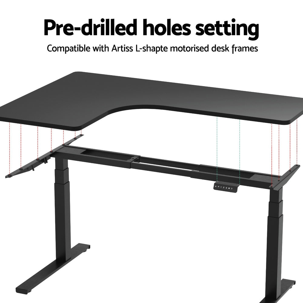 Artiss Standing Desk Top L-shape Black 160CM 6