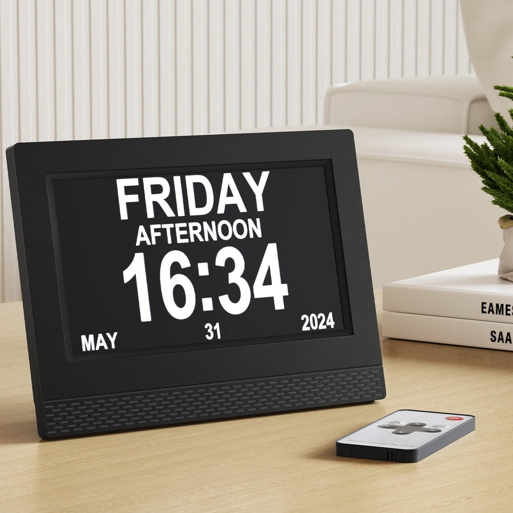 Artiss 7" Digital Day Clock Calendar Alarm Black 7