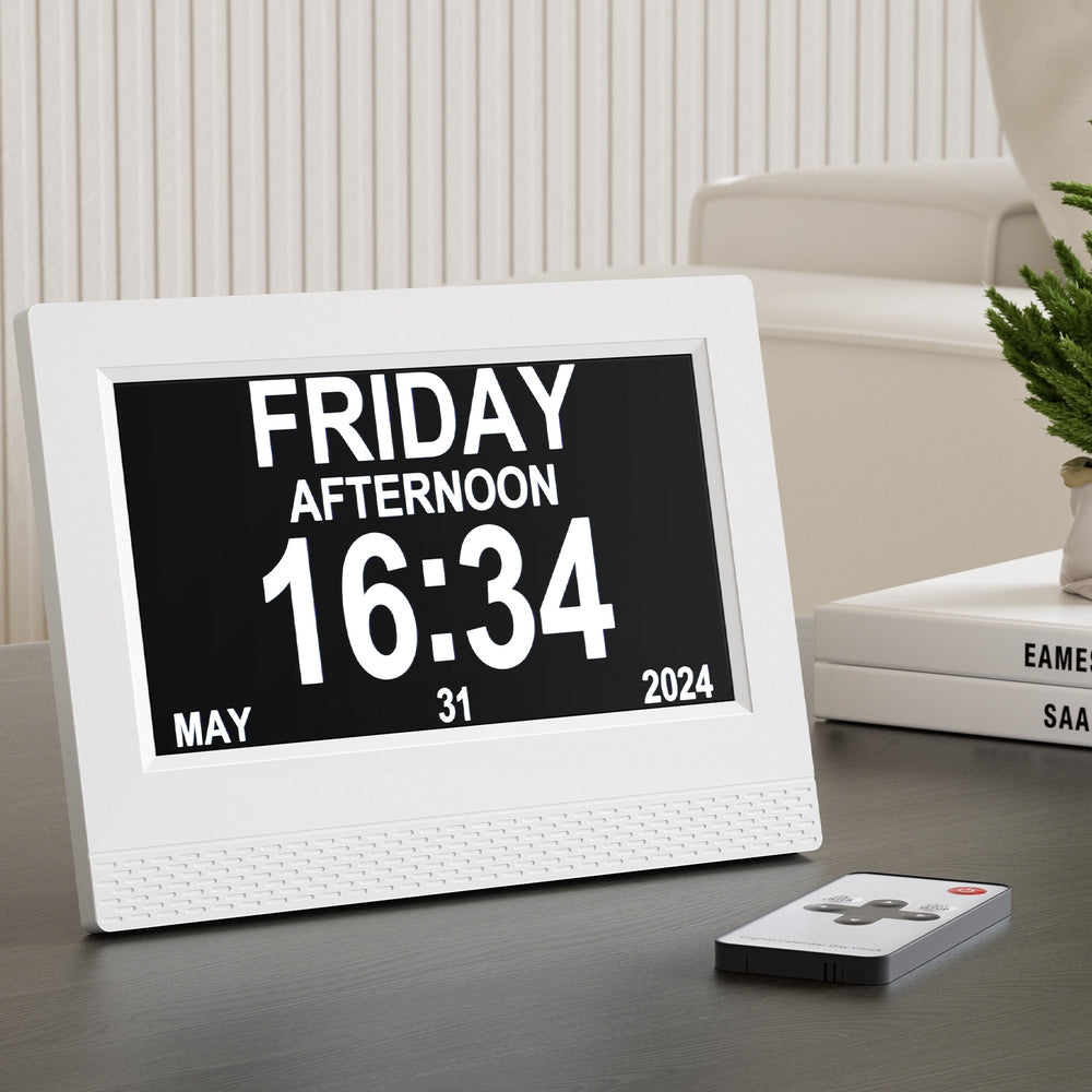 Artiss 7" Digital Day Clock Calendar Alarm White 7